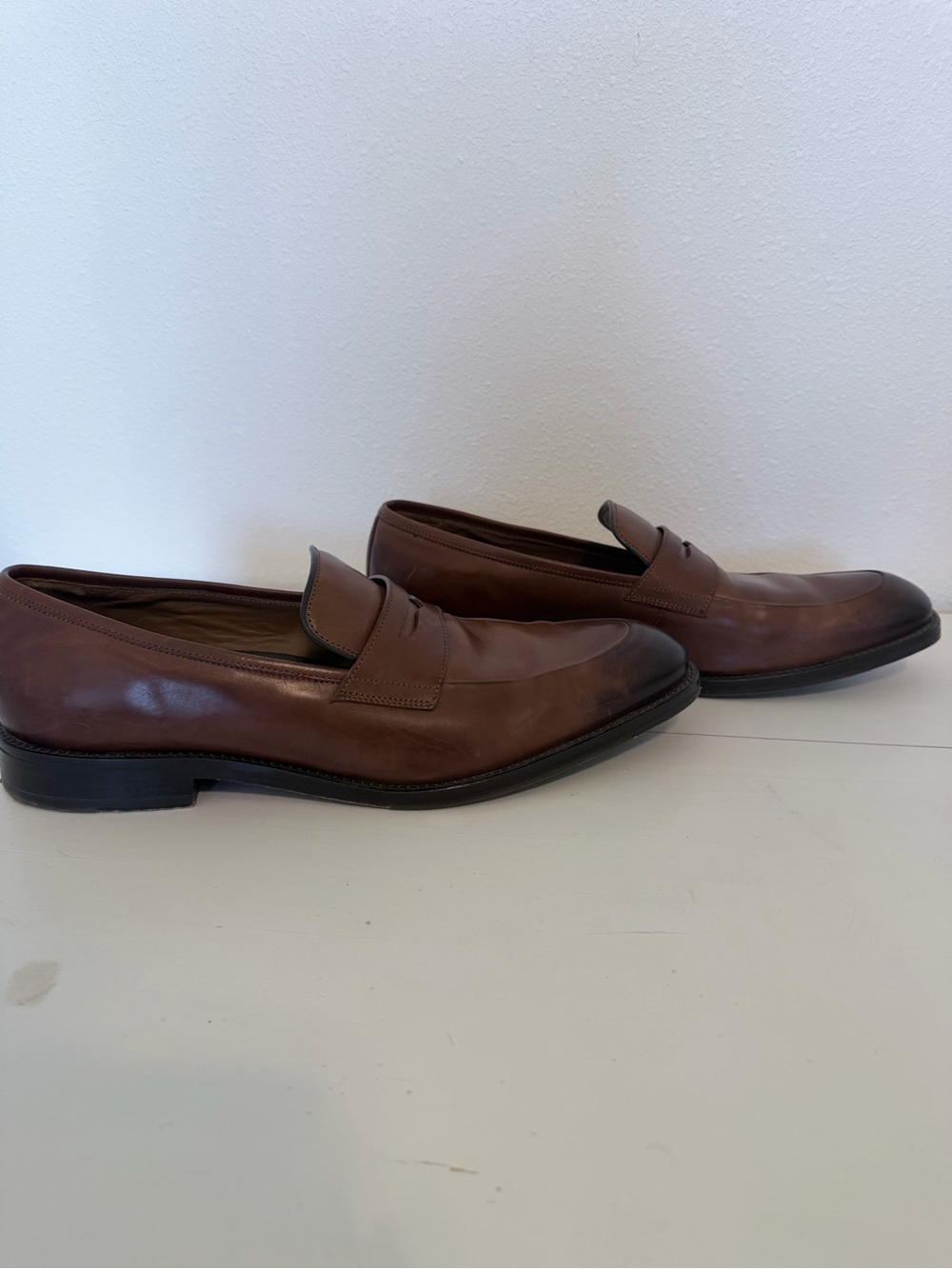 Johnston & Murphy Men’s 12M Brown Leather Penny Loafers Dress Shoes
